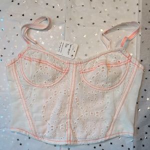 FREE PEOPLE - FP Intimates - Corset Crop - white and neon - cotton